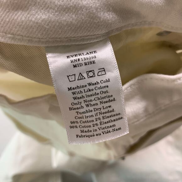 Everlane Jeans Womens 25 Ankle White Skinny 9” Mid Rise Casual Stretch Neutral - Picture 5 of 10